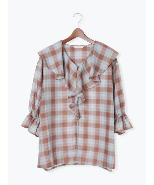 Te chichi TERRASSE(テチチテラス)の「オンブレーチェックフリルブラウス《2025autumn catalog item》(シャツ/ブラウス・レディース・オフホワイト/ブラック/ブラウン・F)」の10枚目の写真