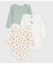 PETIT BATEAU | 長袖ボディ3枚組(ロンパース)