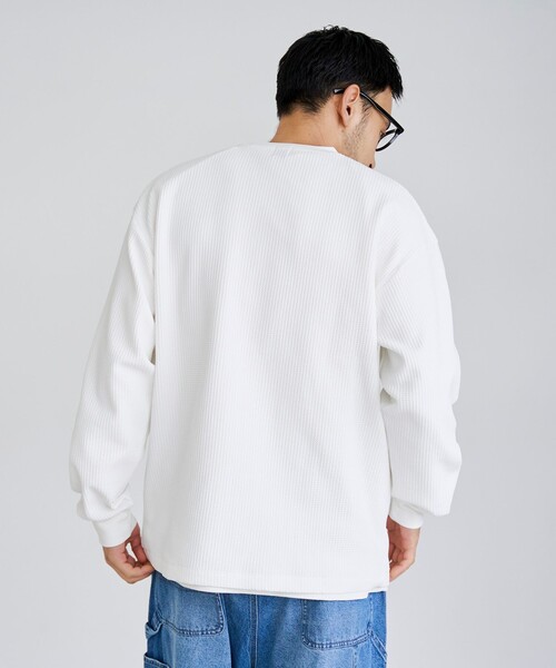 coen(コーエン)の「コンフォートワッフルロングスリーブTシャツ(Tシャツ/カットソー・メンズ・ナチュラル/オフホワイト/ダークグレー・XL/L/M/S)」の6枚目の写真