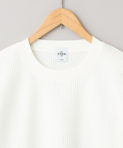 coen(コーエン)の「コンフォートワッフルロングスリーブTシャツ(Tシャツ/カットソー・メンズ・ナチュラル/オフホワイト/ダークグレー・XL/L/M/S)」の15枚目の写真
