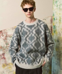MAISON SPECIAL(]XyV)́sUNISEXtDiamond Geometric Pattern Prime-Over Crew Neck Mohair Shaggy Knit Pullover/_CWIgbNp^[vCI[o[N[lbNwAVM[jbgvI[o[yMAISON SPECIAL/]XyVz(jbg/Z[^[)