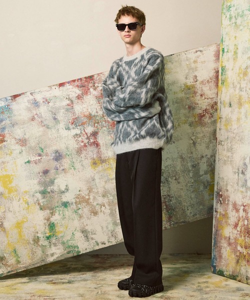 MAISON SPECIAL(メゾンスペシャル)の「《UNISEX》Diamond Geometric Pattern Prime-Over Crew Neck Mohair Shaggy Knit Pullover/ダイヤジオメトリックパターンプライムオーバークルーネックモヘアシャギーニットプルオーバー【MAISON SPECIAL/メゾンスペシャル】(ニット/セーター・メンズ・グレー/ブラウン・0/1/2)」の12枚目の写真