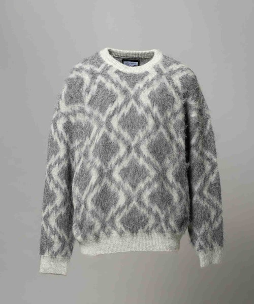 MAISON SPECIAL(メゾンスペシャル)の「《UNISEX》Diamond Geometric Pattern Prime-Over Crew Neck Mohair Shaggy Knit Pullover/ダイヤジオメトリックパターンプライムオーバークルーネックモヘアシャギーニットプルオーバー【MAISON SPECIAL/メゾンスペシャル】(ニット/セーター・メンズ・グレー/ブラウン・0/1/2)」の7枚目の写真