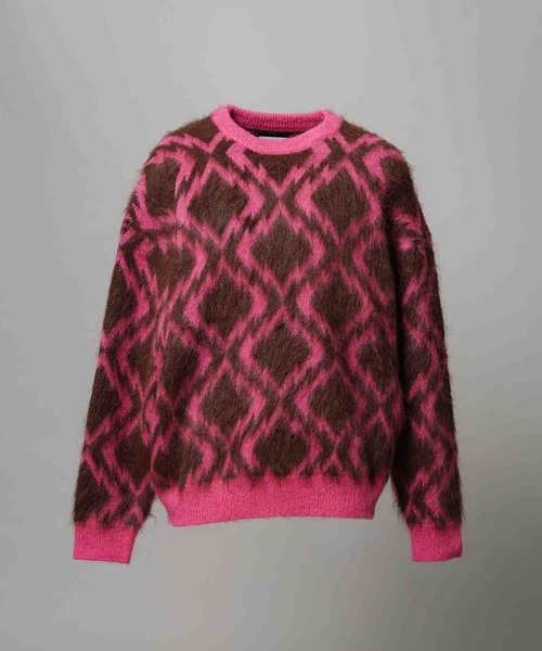 MAISON SPECIAL(メゾンスペシャル)の「《UNISEX》Diamond Geometric Pattern Prime-Over Crew Neck Mohair Shaggy Knit Pullover/ダイヤジオメトリックパターンプライムオーバークルーネックモヘアシャギーニットプルオーバー【MAISON SPECIAL/メゾンスペシャル】(ニット/セーター・メンズ・グレー/ブラウン・0/1/2)」の8枚目の写真