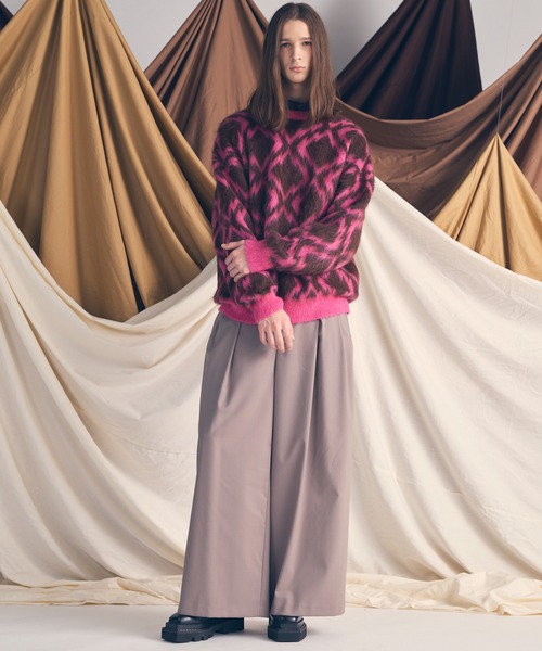 MAISON SPECIAL(メゾンスペシャル)の「《UNISEX》Diamond Geometric Pattern Prime-Over Crew Neck Mohair Shaggy Knit Pullover/ダイヤジオメトリックパターンプライムオーバークルーネックモヘアシャギーニットプルオーバー【MAISON SPECIAL/メゾンスペシャル】(ニット/セーター・メンズ・グレー/ブラウン・0/1/2)」の16枚目の写真