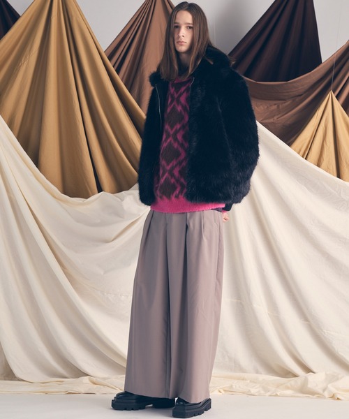 MAISON SPECIAL(メゾンスペシャル)の「《UNISEX》Diamond Geometric Pattern Prime-Over Crew Neck Mohair Shaggy Knit Pullover/ダイヤジオメトリックパターンプライムオーバークルーネックモヘアシャギーニットプルオーバー【MAISON SPECIAL/メゾンスペシャル】(ニット/セーター・メンズ・グレー/ブラウン・0/1/2)」の17枚目の写真