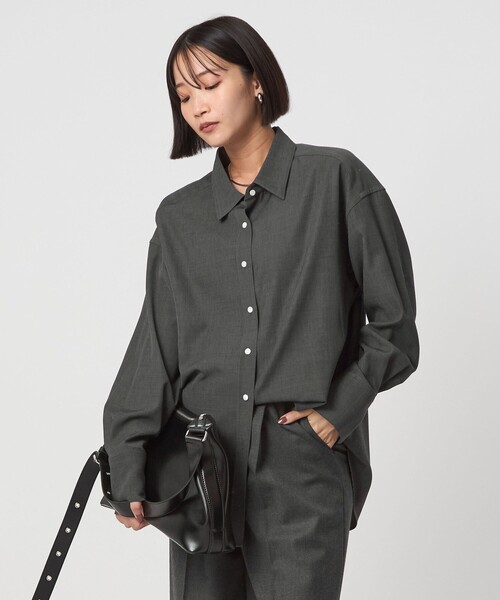 green label relaxing（グリーンレーベルリラクシング）の「ツイル シャツ ウォッシャブル（シャツ/ブラウス・レディース・ダークグレー/モカ・FREE）」の12枚目の写真