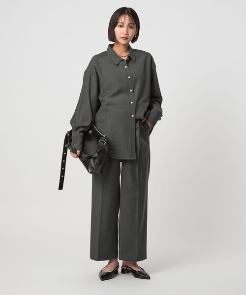 green label relaxing（グリーンレーベルリラクシング）の「ツイル シャツ ウォッシャブル（シャツ/ブラウス・レディース・ダークグレー/モカ・FREE）」の10枚目の写真