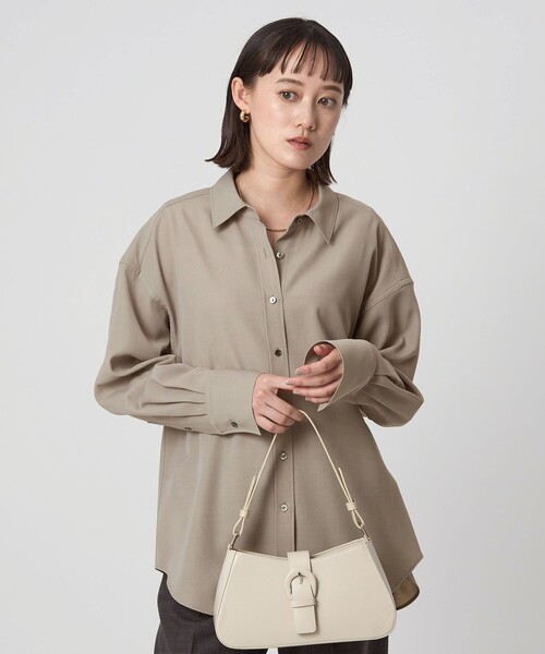 green label relaxing（グリーンレーベルリラクシング）の「ツイル シャツ ウォッシャブル（シャツ/ブラウス・レディース・ダークグレー/モカ・FREE）」の8枚目の写真