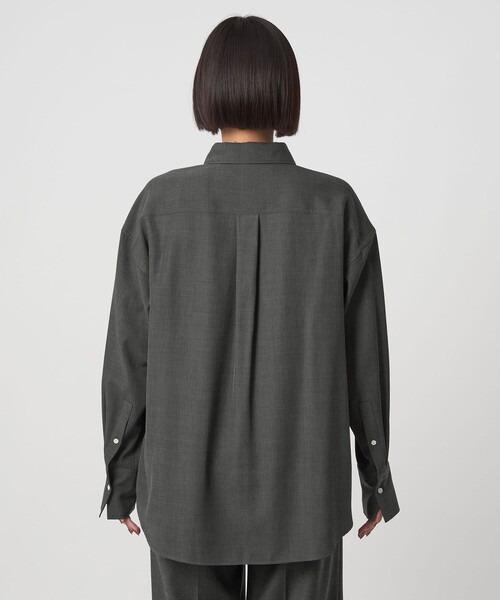 green label relaxing（グリーンレーベルリラクシング）の「ツイル シャツ ウォッシャブル（シャツ/ブラウス・レディース・ダークグレー/モカ・FREE）」の3枚目の写真