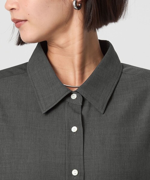 green label relaxing（グリーンレーベルリラクシング）の「ツイル シャツ ウォッシャブル（シャツ/ブラウス・レディース・ダークグレー/モカ・FREE）」の20枚目の写真