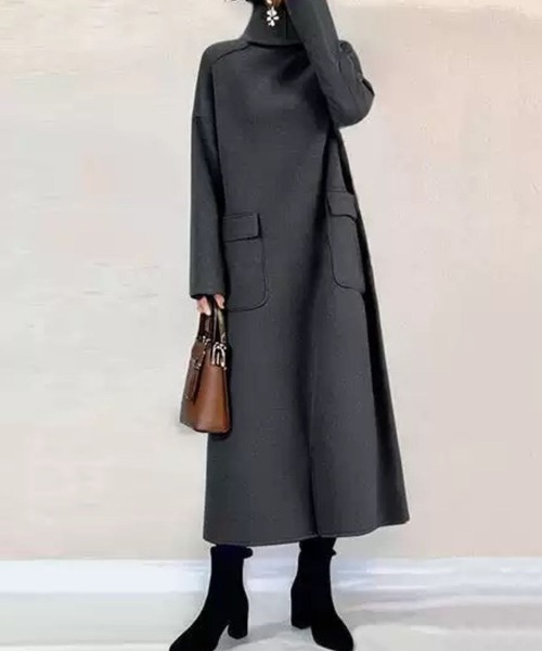 ALGONQUINS フード付き ジャケットワンピース 黒 × グレー セール】ﾊｲﾈｯｸﾎﾟｹｯﾄ付Aﾗｲﾝﾜﾝﾋﾟｰｽ（ワンピース）｜CADBURY