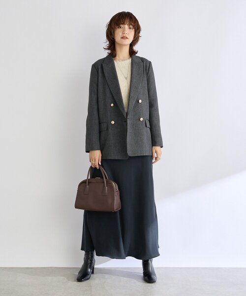 RIVE DROITE（リヴドロワ）の「【美シルエット】シャークスキンピークドラペルジャケット（テーラードジャケット・レディース・グレー/ブラウン・FREE）」の3枚目の写真