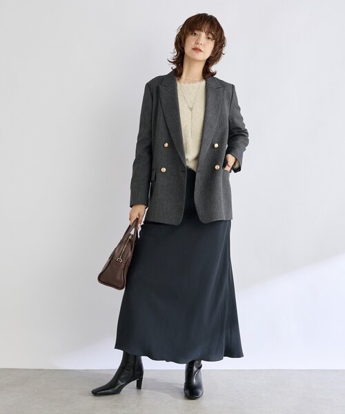 RIVE DROITE（リヴドロワ）の「【美シルエット】シャークスキンピークドラペルジャケット（テーラードジャケット・レディース・グレー/ブラウン・FREE）」の4枚目の写真