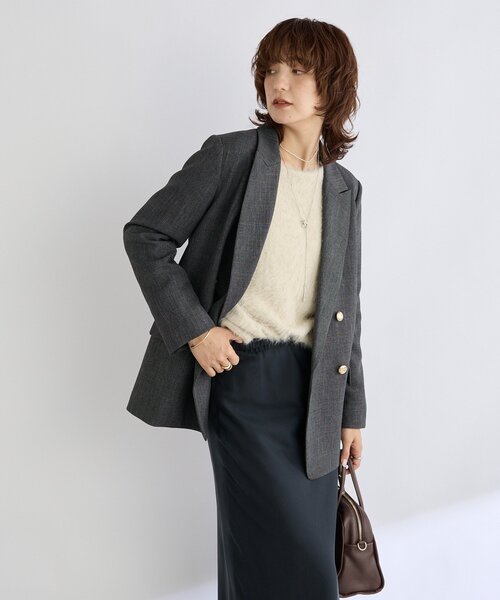 RIVE DROITE（リヴドロワ）の「【美シルエット】シャークスキンピークドラペルジャケット（テーラードジャケット・レディース・グレー/ブラウン・FREE）」の7枚目の写真