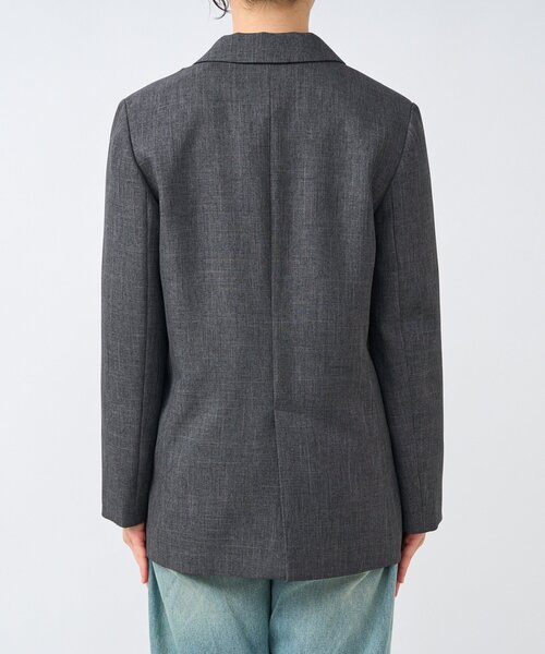 美シルエット】シャークスキンピークドラペルジャケット（テーラード