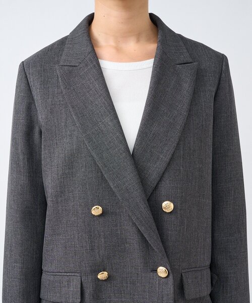 美シルエット】シャークスキンピークドラペルジャケット（テーラード