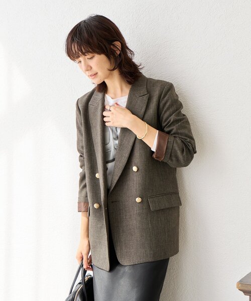 RIVE DROITE（リヴドロワ）の「【美シルエット】シャークスキンピークドラペルジャケット（テーラードジャケット・レディース・グレー/ブラウン・FREE）」の22枚目の写真