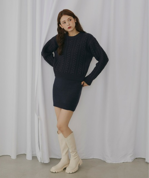 Olu.（オルドット）の「タイトミニスカート[セットアップ可能]（スカート・レディース・ネイビー/グレー・FREE）」の12枚目の写真