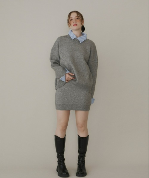 Olu.（オルドット）の「タイトミニスカート[セットアップ可能]（スカート・レディース・ネイビー/グレー・FREE）」の4枚目の写真