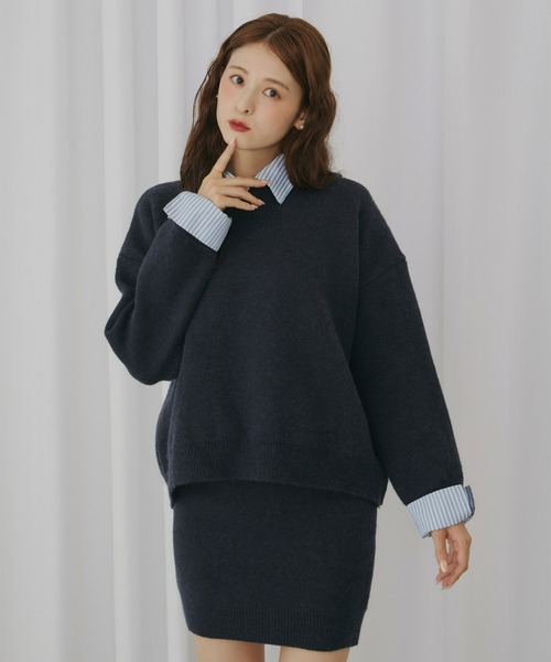 Olu.（オルドット）の「タイトミニスカート[セットアップ可能]（スカート・レディース・ネイビー/グレー・FREE）」の5枚目の写真