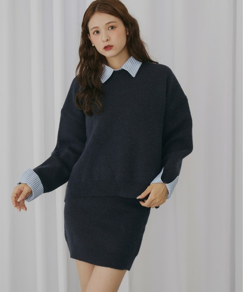 Olu.（オルドット）の「タイトミニスカート[セットアップ可能]（スカート・レディース・ネイビー/グレー・FREE）」の6枚目の写真