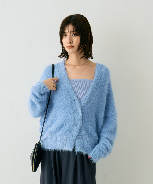 Rouge vif Anna（ルージュヴィフアンナ）の「【2点セット】ファーニットカーデ×リブニットキャミ アンサンブル（カーディガン/ボレロ・レディース・ベージュ/ブラック/サックスブルー・フリー）」の11枚目の写真