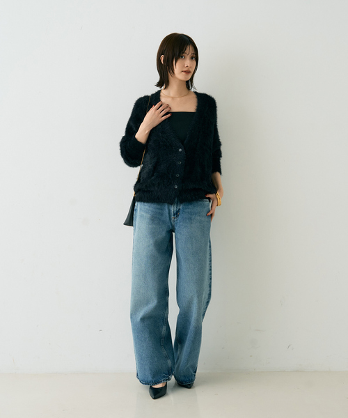 Rouge vif Anna（ルージュヴィフアンナ）の「【2点セット】ファーニットカーデ×リブニットキャミ アンサンブル（カーディガン/ボレロ・レディース・ベージュ/ブラック/サックスブルー・フリー）」の18枚目の写真