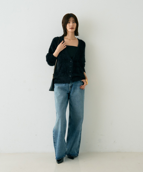 Rouge vif Anna（ルージュヴィフアンナ）の「【2点セット】ファーニットカーデ×リブニットキャミ アンサンブル（カーディガン/ボレロ・レディース・ベージュ/ブラック/サックスブルー・フリー）」の19枚目の写真