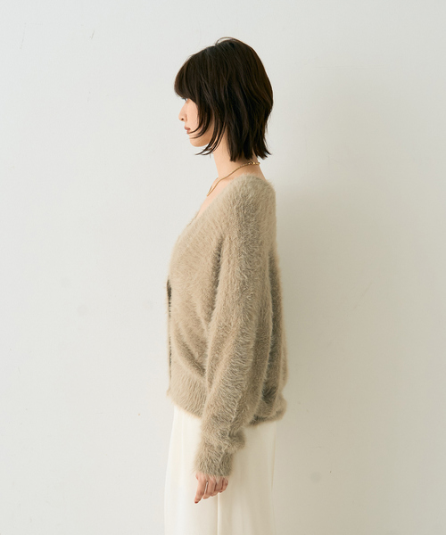 Rouge vif Anna（ルージュヴィフアンナ）の「【2点セット】ファーニットカーデ×リブニットキャミ アンサンブル（カーディガン/ボレロ・レディース・ベージュ/ブラック/サックスブルー・フリー）」の21枚目の写真