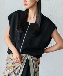 VitaFelice | ノースリーブジップフロントポケットベスト（セットアップ対応）(ベスト)