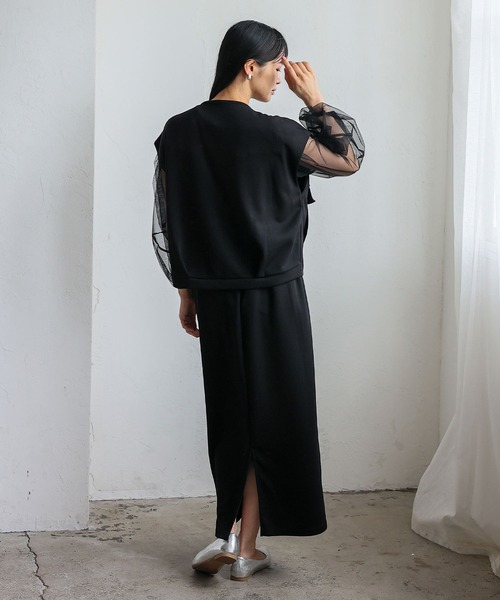 VitaFelice（ヴィータフェリーチェ）の「ノースリーブジップフロントポケットベスト（セットアップ対応）（ベスト・レディース・ブラック/チャコールグレー・FREE）」の9枚目の写真