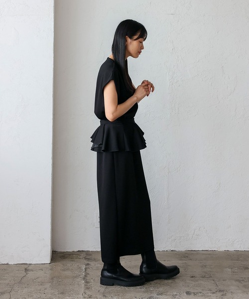 VitaFelice（ヴィータフェリーチェ）の「ノースリーブジップフロントポケットベスト（セットアップ対応）（ベスト・レディース・ブラック/チャコールグレー・FREE）」の18枚目の写真