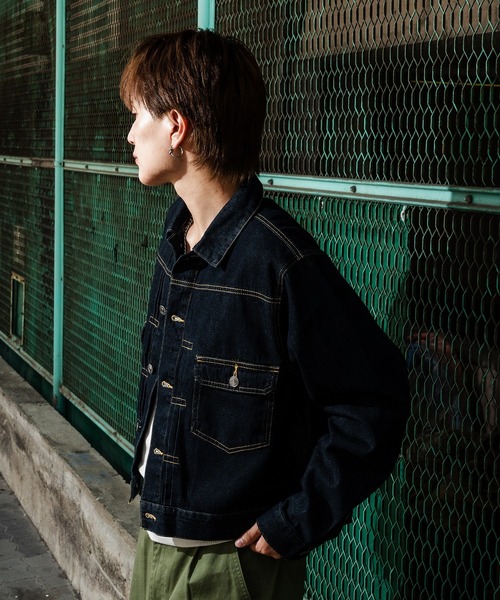 improves（インプローブス）の「10ozデニム ショート丈 ジージャン（デニムジャケット・メンズ・ネイビー/ブラック・MEDIUM/LARGE）」の8枚目の写真