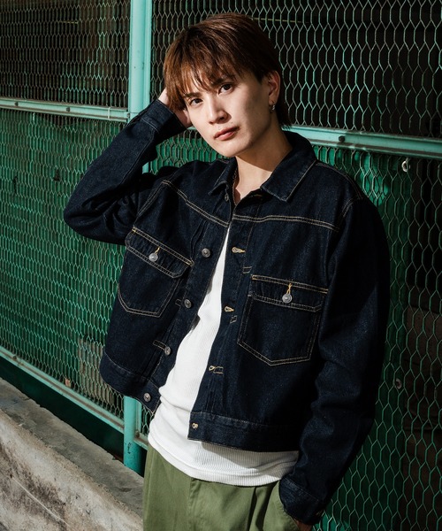 improves（インプローブス）の「10ozデニム ショート丈 ジージャン（デニムジャケット・メンズ・ネイビー/ブラック・MEDIUM/LARGE）」の9枚目の写真