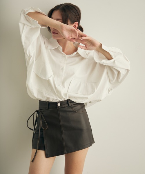 Lunea(ルネア)の「ウエストリボンラップスカパン(その他パンツ・レディース・ブラック/ブラウン・L/M/S)」の2枚目の写真