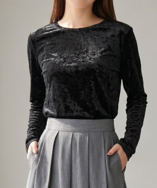Per sist ence(パーシエンス)の「ヴィンテージライクシアーベロアトップス(Tシャツ/カットソー・レディース・ダークグレー/ホワイト/ブラウン/ブラック・ONE SIZE)」の3枚目の写真