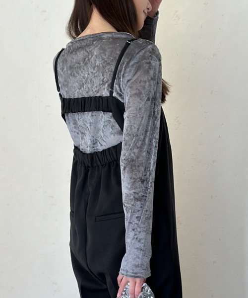 Per sist ence(パーシエンス)の「ヴィンテージライクシアーベロアトップス(Tシャツ/カットソー・レディース・ダークグレー/ホワイト/ブラウン/ブラック・ONE SIZE)」の8枚目の写真