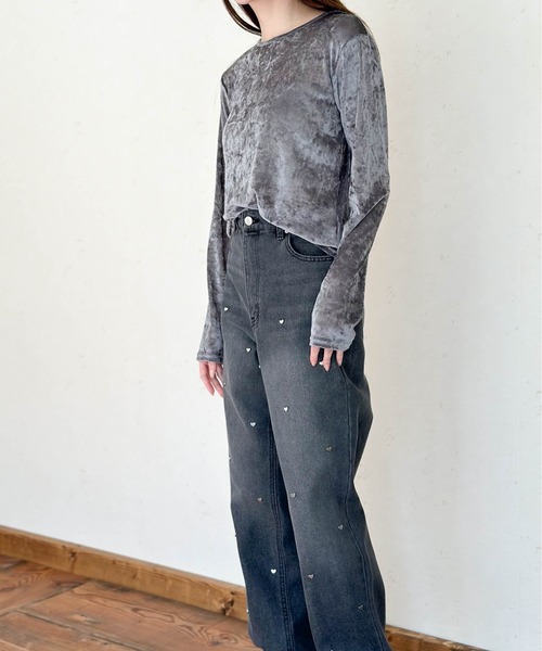 Per sist ence(パーシエンス)の「ヴィンテージライクシアーベロアトップス(Tシャツ/カットソー・レディース・ダークグレー/ホワイト/ブラウン/ブラック・ONE SIZE)」の21枚目の写真
