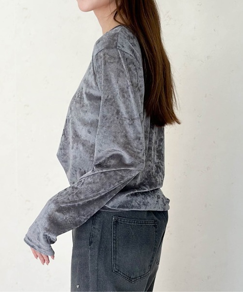 Per sist ence(パーシエンス)の「ヴィンテージライクシアーベロアトップス(Tシャツ/カットソー・レディース・ダークグレー/ホワイト/ブラウン/ブラック・ONE SIZE)」の20枚目の写真