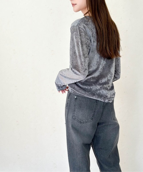 Per sist ence(パーシエンス)の「ヴィンテージライクシアーベロアトップス(Tシャツ/カットソー・レディース・ダークグレー/ホワイト/ブラウン/ブラック・ONE SIZE)」の19枚目の写真