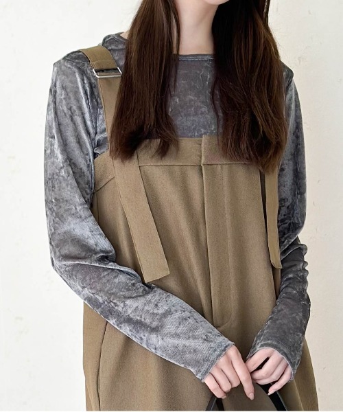 Per sist ence(パーシエンス)の「ヴィンテージライクシアーベロアトップス(Tシャツ/カットソー・レディース・ダークグレー/ホワイト/ブラウン/ブラック・ONE SIZE)」の14枚目の写真