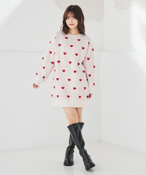 Honeys（ハニーズ）の「総柄ニットワンピース（ワンピース・レディース・ブルー系その他/グレー系/アイボリー系/ピンク系その他・M/L/S/3L/LL）」の15枚目の写真