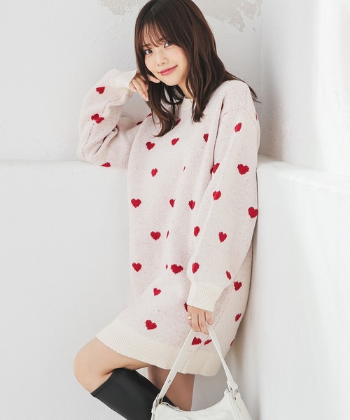 Honeys（ハニーズ）の「総柄ニットワンピース（ワンピース・レディース・ブルー系その他/グレー系/アイボリー系/ピンク系その他・M/L/S/3L/LL）」の16枚目の写真