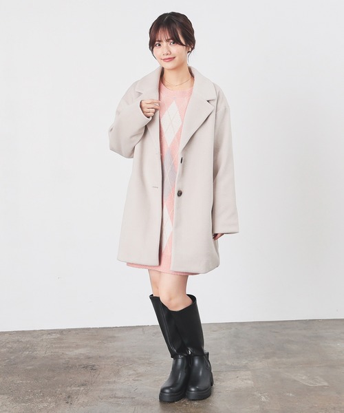 Honeys（ハニーズ）の「総柄ニットワンピース（ワンピース・レディース・ブルー系その他/グレー系/アイボリー系/ピンク系その他・M/L/S/3L/LL）」の22枚目の写真