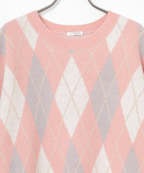 Honeys（ハニーズ）の「総柄ニットワンピース（ワンピース・レディース・ブルー系その他/グレー系/アイボリー系/ピンク系その他・M/L/S/3L/LL）」の5枚目の写真