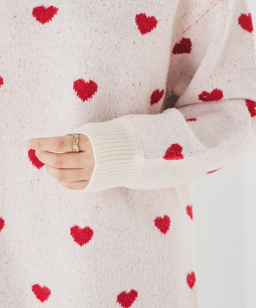 Honeys（ハニーズ）の「総柄ニットワンピース（ワンピース・レディース・ブルー系その他/グレー系/アイボリー系/ピンク系その他・M/L/S/3L/LL）」の9枚目の写真