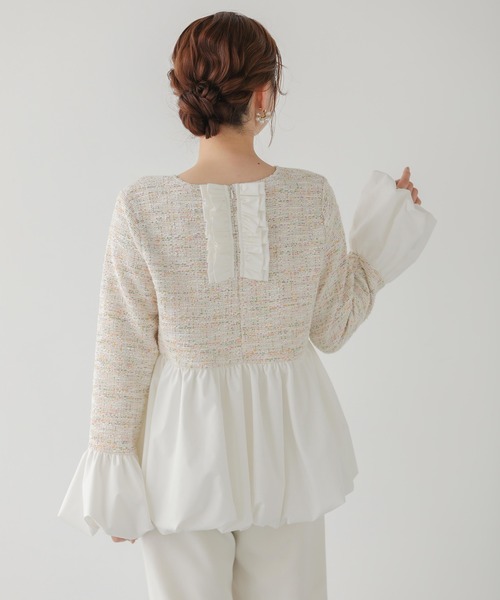 Fitmore♡完売品 ツイードバックフリルバルーントップス ツイードバックフリルバルーントップス（その他トップス）｜Fit more
