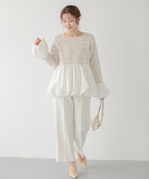 Fitmore♡完売品 ツイードバックフリルバルーントップス ツイードバックフリルバルーントップス（その他トップス）｜Fit more