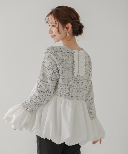 Fitmore♡完売品 ツイードバックフリルバルーントップス ツイードバックフリルバルーントップス（その他トップス）｜Fit more